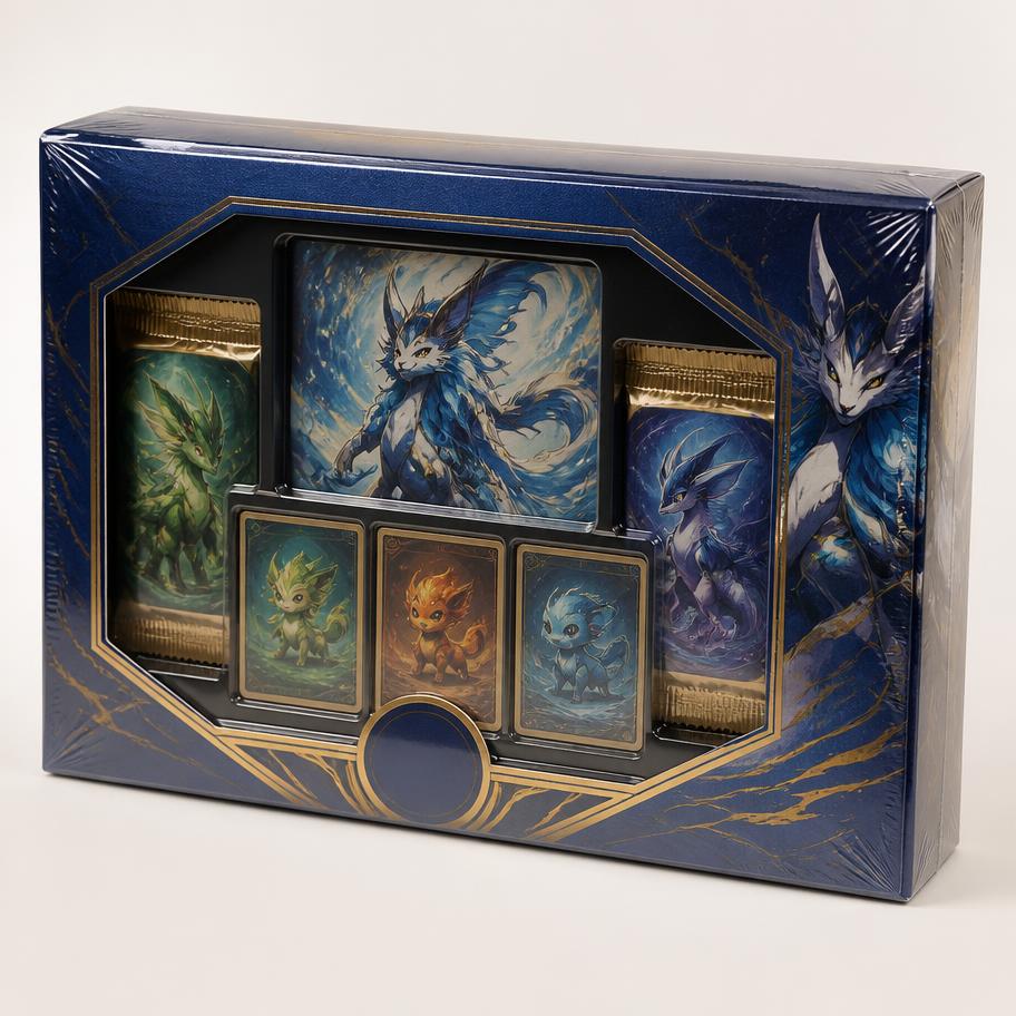 Sealed unbranded trading-card packaging representing the Premium Collections format